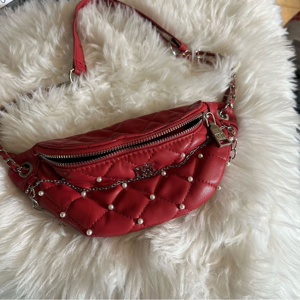 Badgley Mischka Red Quilted Crossbody Bag